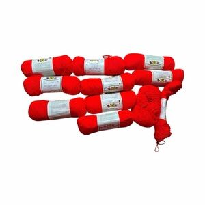 Vintage Sears Acrilan Yarn Real Red Lot 9 Skeins + 2 Partial Dye Lot 3784